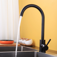 Robinet de cuisine moderne à trou unique en acier inoxydable, finition brossée en céramique, monté sur le pont, poignée unique, peint en noir, utilisation dans les hôtels 360
