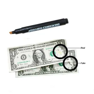 यूनिवर्सल नकली बिल पैसे डिटेक्टर मार्कर पेन के साथ उन्नत छेनी टिप पोर्टेबल जाँच पैसे परीक्षक कलम