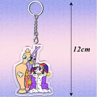 Porte-clés en acrylique 12 cm The Amazing Digital Circus, motif double face Pomni Jax Gangle, cadeau amusant pour enfants pour les fêtes