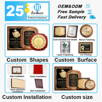 Plaque de certificat en bois noir pliable personnalisable, écologique, avec plaque nominative dorée, résistante aux chutes et aux rayures