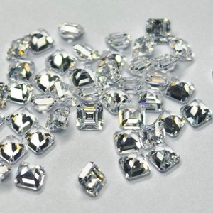 Princess Square Asscher Cut Cubic Zirconia Gemstone White For Jewelry Making Synthetic Lab Created Polished Iridescent - Product Image 4