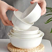 Bols en Porcelaine Fine de Style Nouveau pour Usage Domestique – Bols à Riz, Nouilles et Soupes en Céramique Blanche – Vaisselle