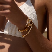 Bracelet en acier inoxydable 316L avec zircon, style européen et américain, tendance pour femmes, bijoux en or 18 carats, Yiwu, vente transfrontalière