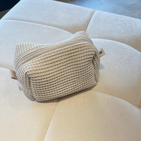 Pochette cosmétique gaufrée en coton grande capacité avec logo personnalisé 2026 – Sac de maquillage multifonctionnel pour voyage