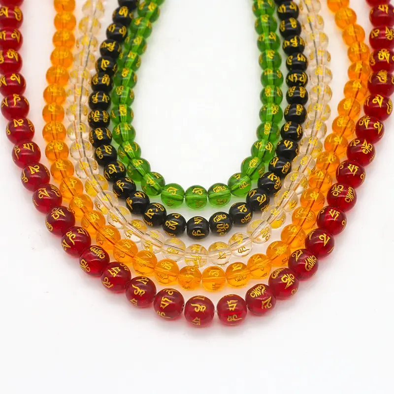 Perles de verre en cristal pour confection de bijoux, de forme ronde/cylindrique, pierre naturelle, impression bronzante, perles pour diy, accessoires de bijouterie