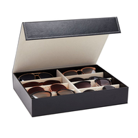Étuis de rangement de lunettes personnalisées, caisse de stockage à 8 fentes en cuir PU, organisateur de lunettes, plateau d'exposition avec couvercle, original
