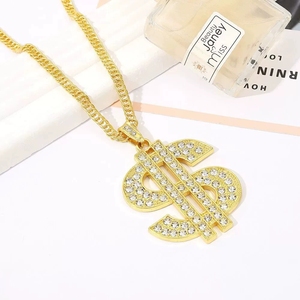 Cadena de Oro a la cadera, collar con símbolo de dólar estadounidense, joyería colgante con incrustaciones de diamantes con símbolo de dólar estadounidense para hombres y mujeres - Product Image 1