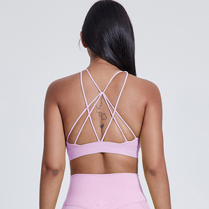 Reggiseno sportivo da donna per corsa e Fitness gilet nudo Cross-Back traspirante reggiseno sportivo Yoga con Logo anteriore bianco sportivo Top donna - Product Image 4