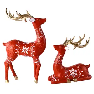 中国供应商北欧风格动物树脂摆件圣诞装饰品鹿家居和办公室装饰礼品树脂工艺品