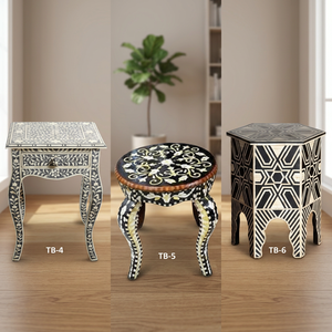 Silla/Mesa de Cuerno Tallado con Incrustaciones de Hueso de Camello Natural, Diseño Multicolor Blanco y Negro, Tamaños Personalizables, Muebles para Interiores del Hogar - Product Image 6