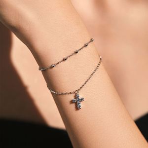 Bracelet en argent 925 avec breloque croix pour baptême, vente en gros, fabricant de bracelets à marque privée, usine de bijoux OEM - Product Image 2