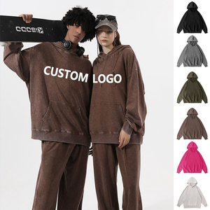 OEM Designer Style Streetwear Vintage gewaschener Hoodie Schwerer, individuell gestrickter 3D-Stickdruck Herren Hooied Distressed Hoodie - Product Image 1