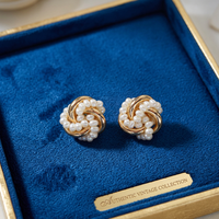 Anting Mutiara Air Tawar Geometris Aimgal Buatan Tangan Berlapis Emas 18K Perak 925 Premium untuk Pesta & Liburan