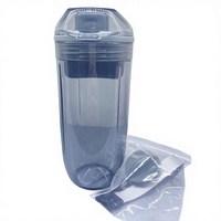 Vente en gros de bouteille shaker de 400ml à double paroi en plastique de haute qualité bouteille de boisson personnalisée sans BPA à boire directement