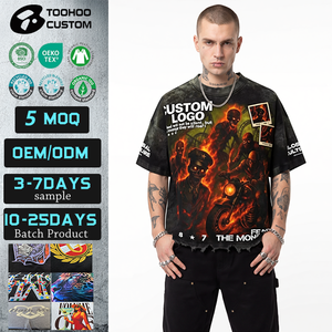 T-shirt surdimensionné 280 g/m² en coton épais, imprimé graphique, impression sérigraphique personnalisée, doux, respirant, pour homme, en gros - Product Image 1