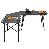Table de camping tactique pliable d'extérieur, mobilier de pique-nique, robinet d'eau, pieds réglables, design modulaire, aluminium moderne et fonctionnel