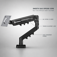 Nouveau support d'écran inclinable et pivotant à 360°, réglable, ergonomique, hauteur réglable de 300 mm, capacité de 2 à 10 kg, compatible VESA 100x100, en métal noir, avec câble