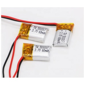 60mAh 501017 3,7 V single cell quadcopter lithium polymer Ion battery cell pack with connector for UPS - Product Image 1
