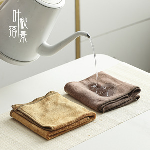 Absorbent Tea Towels Bamboo Fiber 36x25cm Square Kitchen Cleaning <b>Cloths</b> Yellow Brown Solid Color Fast Water Absorption - Product Image 1