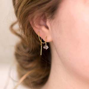 92,5 Sterling ililver ITH oliantiguo olished atatral erkimer Diamond nntreated ough emstone andand made angle arring - Product Image 2