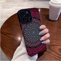 Étui de téléphone portable en cuir artificiel TPU avec impression de fleurs nationales colorées pour Iphone 8 X Xr Xs 11 12 13 14 15 16 17 Pro Max