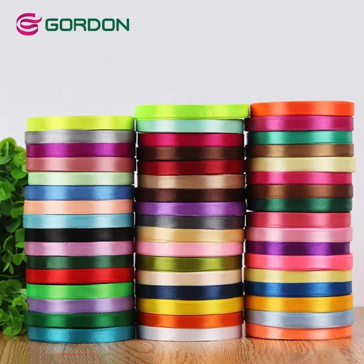 Gordon Ribbons 6 mm 9 mm Ruban de satin de couleur unie/lanière/tissu en vrac pour emballage de cadeaux Ruban d'emballage