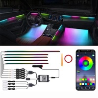 Éclairage d'ambiance pour voiture - Bande LED intérieure à changement de couleur - 10 perles lumineuses en acrylique - Décoration de tableau de bord