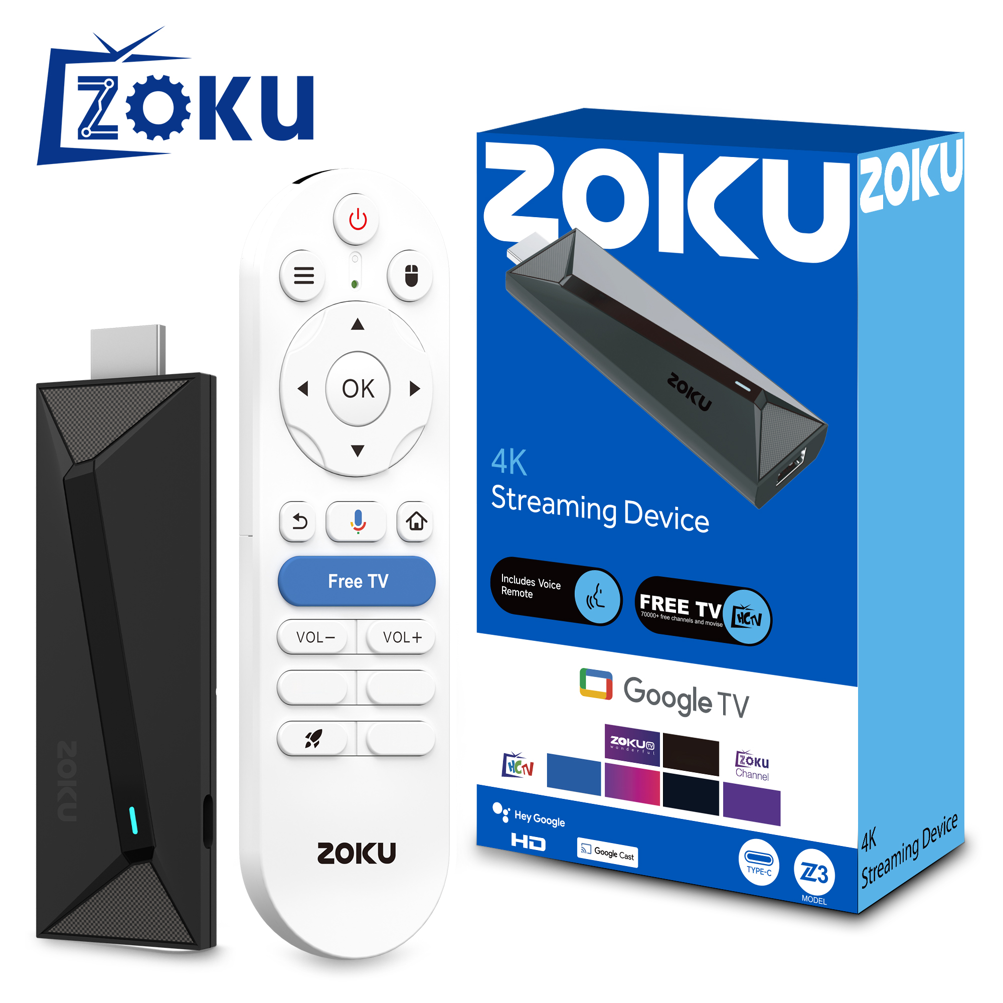 Zoku Z3 TV Stick Allwinner H313 2GB RAM 16GB ROM Android14 WiFi6