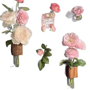 Solid Wood Magnetic Flower <b>Vase</b> With Acrylic Tube For Fridge Decorative Use - Product Image 4