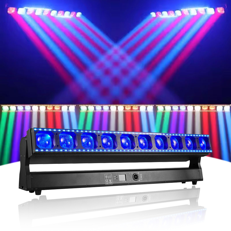QSE Lighting 10*60W RGBW 4IN1 Pixel LED Beam Zoom Bar Moving Head Wash Lighting IP33 22400 Lumens DMX512 Control Night Stage