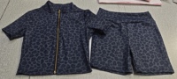 MUYUAN 2026 Set Celana Pendek Dua Potong Motif Leopard Lengan Panjang untuk Wanita dengan Bando, Pakaian Musim Panas Streetwear dari Bahan Spandex Nylon