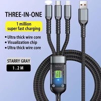 Câble Chargeur Super Rapide CE 120W 3-en-1 USB Type-C Numérique pour Téléphones Android, Voiture, Salon, Vente Directe Usine pour Huawei