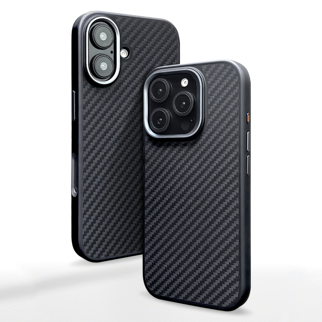 Wintop Luxury 100% Carbon Fiber Shockproof & Magnetic Embossed Design Customizable Phone Case for 16 Plus & Pro Max