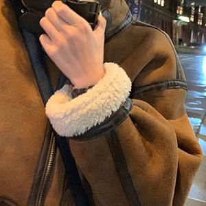 Manteau de motard Chic kaki pour <span class=keywords><strong>femme</strong></span>, veste de moto en polaire Sherpa, col rabattu, nouvelle collection hiver <span class=keywords><strong>2022</strong></span> - Product Image 6