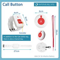 Sistema de Llamada Inalámbrico para Cuidadores SOS, 1 Receptor + 1 Botón Impermeable + 1 Reloj Pager para Personas Mayores