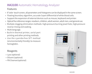 3 Part ST-HA3100 Équipement de diagnostic vétérinaire entièrement automatique Machine de <span class=keywords><strong>test</strong></span> sanguin de laboratoire médical Hématologie automatique - Product Image 4