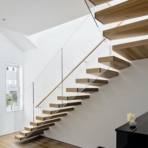 Hiện đại kiến trúc nổi cầu thang gỗ cho mở-kế hoạch nhà nhúng LED Strip vật liệu bền cho biệt thự - Product Image 5