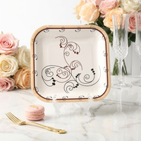 Assiettes en papier jetables écologiques élégantes à motif tourbillonnant vintage pour traiteur, buffet, dessert, mariage, fête, dîner