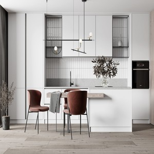 Diseño <span class=keywords><strong>de</strong></span> <span class=keywords><strong>Isla</strong></span> <span class=keywords><strong>de</strong></span> Cocina Semiabierta ME LDK, Muebles Curvos Multifuncionales, Roble Macizo, Estilo Moderno, Tablero Resistente al Agua, Sistema J-Pull - Product Image 3