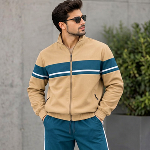 Ensemble de survêtement décontracté pour homme, style streetwear, manches longues, fermeture à cordon, design uni, respirant, 100% coton, vêtements d'hiver, coupe régulière - Product Image 1