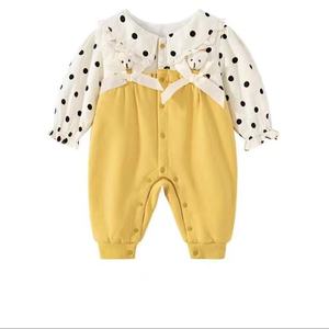Combinaison en coton pour bébé fille nouveau-né, adorable ensemble deux pièces à col Peter Pan, fermeture pull-over, manches longues, vêtements <span class=keywords><strong>de</strong></span> printemps et d'automne pour grimper - Product Image 5
