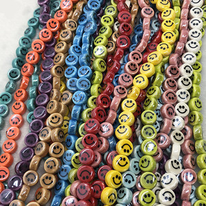 Factory Star Heart Smile Ceramic <strong>Beads</strong> Colorful Flat Round Glaze Jewelry <strong>Beads</strong> for Making <strong>Bracelet</strong> Earring Necklace Keychain - Product Image 1