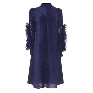 النساء متواضعة مياكي دبي الهندي مقاس كبير فساتين خط طويلة الأكمام الرسن الرقبة فضفاضة فساتين نسائية فساتين عارضة الموضة - Product Image 5