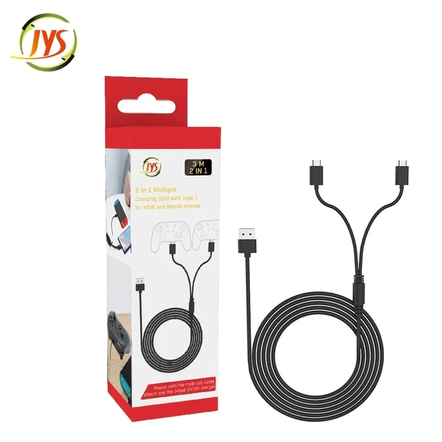 JYS-NS195 2 in 1 Charger Charging Cord Cable for Xboxes Series X Gamepad Date Line Charging Cord With Type C for PS5 Controller