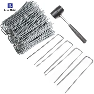 U shaped galvanized garden edging pegs landscape staples stakes pins ground stakes nails Garden Staples