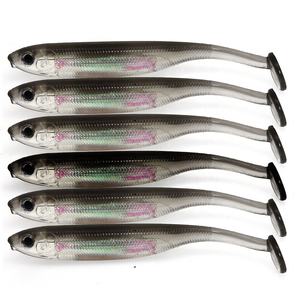 6X 4 pouces leurre Double couleur Softbait Kit nager ménés feuille à l'intérieur <span class=keywords><strong>des</strong></span> leurres de pêche ménés souples - Product Image 3