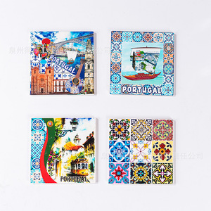 Aimants de réfrigérateur en céramique de style portugais, carrés, lot de plusieurs pièces, thème de la ville de Porto, cadeau souvenir - Product Image 3