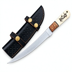 Cuchillo de cocina de alto contenido de carbono con mango de hueso personalizado, hoja de 1 pieza con filo recto y punta caída, 13 pulgadas de longitud total - Product Image 1