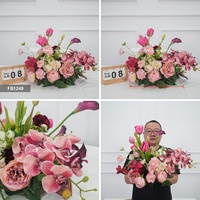 Maßgefertigte Seiden-Tulpen-Blumenarrangements Rosa 35cm Blumenball Hochzeits-Tischdekoration für Hochzeitsdekorationen