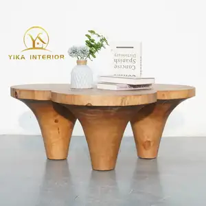 Sıcak satış benzersiz katı ahşap sehpa doğal çam meşe ceviz merkezi masa wabi-sabi yan masa sanatsal dekor mobilya